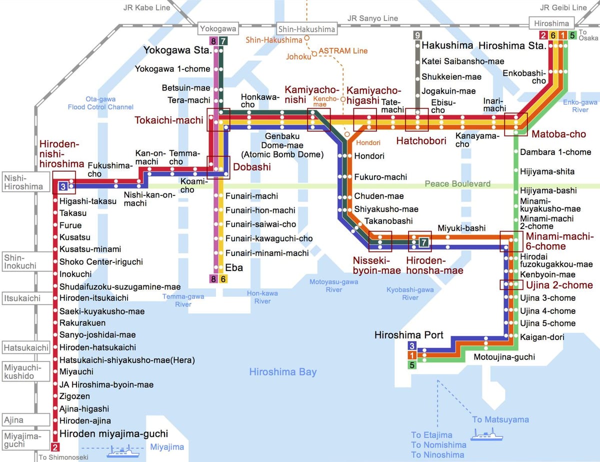 Mapa ng hiroshima bus